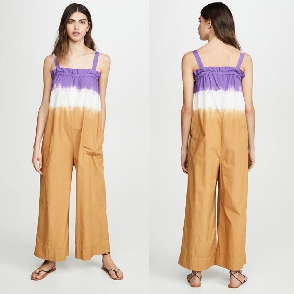 Sea New York Dip‎ Tye Dye Jumpsuit Zelda Size 0 Cotton Square Neck Ruffle Boho